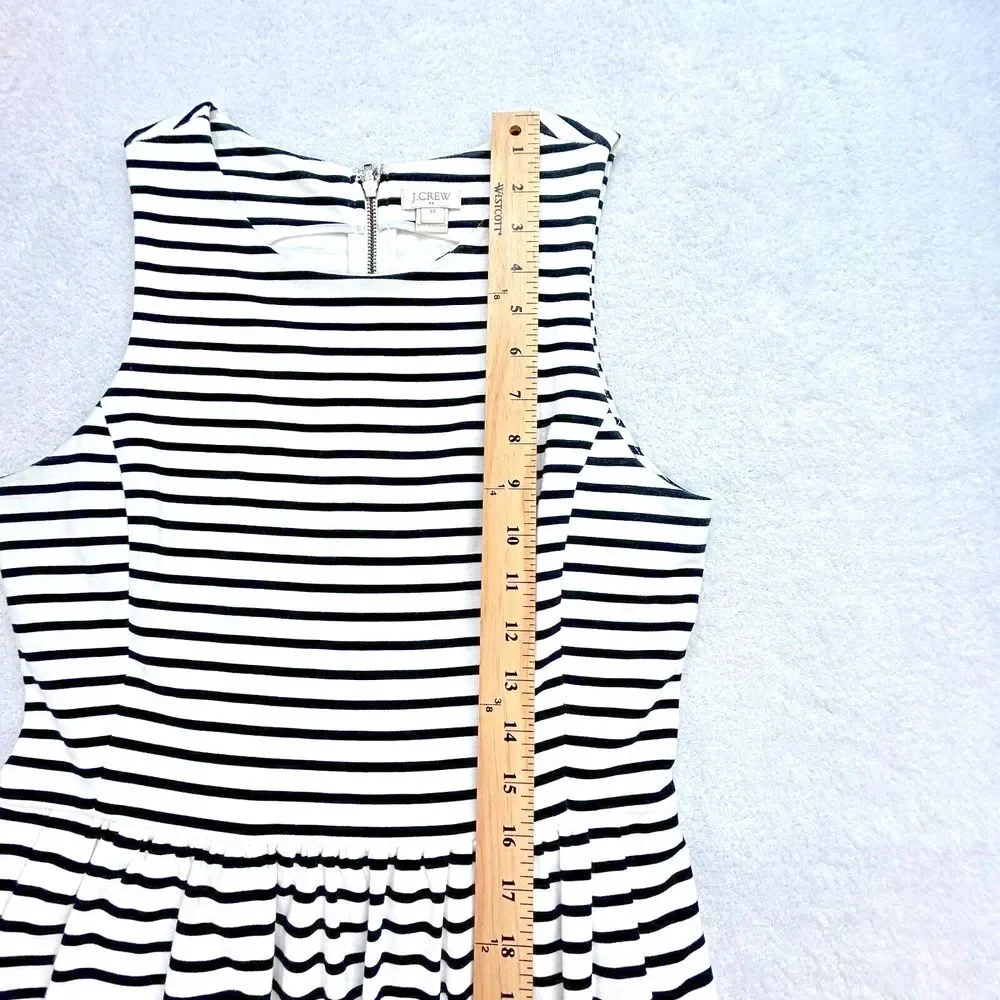 J Crew A-line XS Sleeveless American White Black‎ Striped Dress Pockets